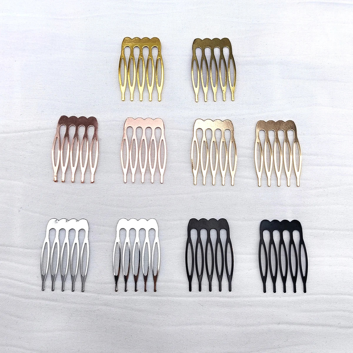 10-Pack 5-Tooth Metal Hair Comb Claws – DIY Jewelry Findings Hair Comb Findings SWANS