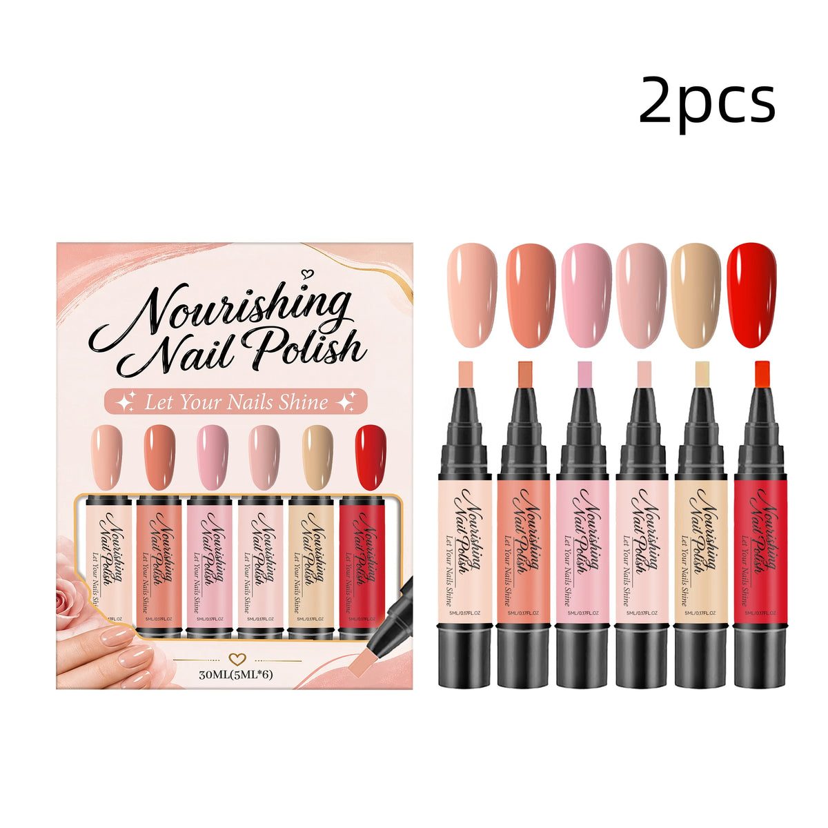 SWANS 6-Color Jelly Nail Polish Pen Kit – Quick Dry, No UV Nail Polish Kit SWANS 2 Boxed
