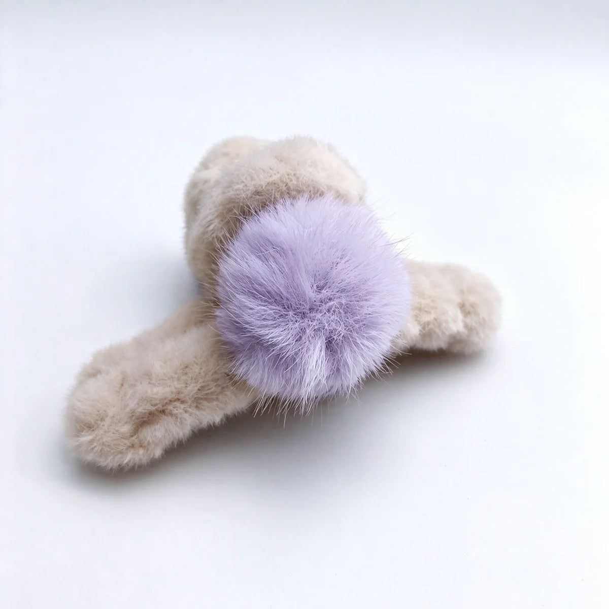 Winter Plush Faux Fur Hair Claw Clip Barrette for Women Hair Claw Clip SWANS 1 pc purple