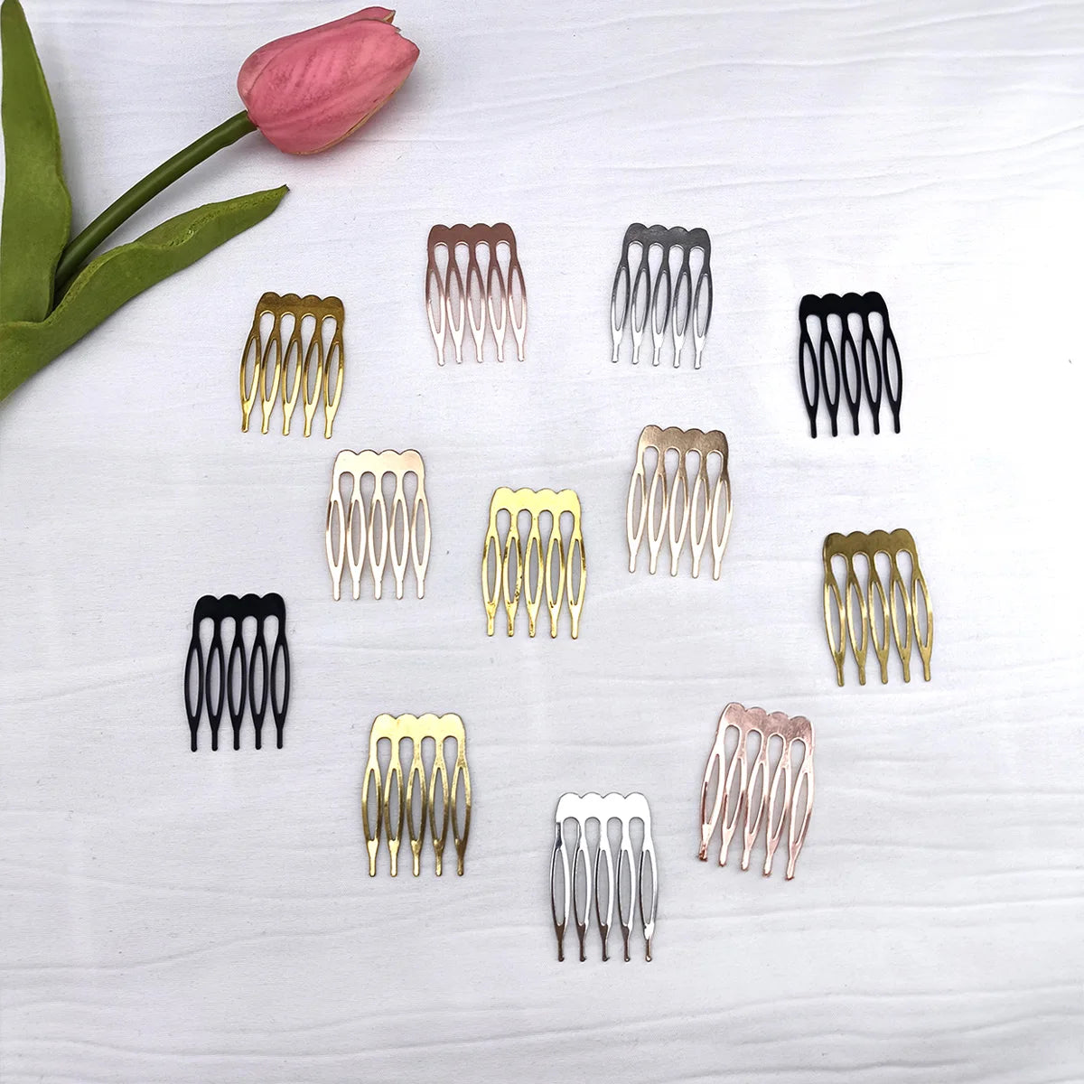 10-Pack 5-Tooth Metal Hair Comb Claws – DIY Jewelry Findings Hair Comb Findings SWANS