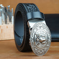Men's Split Leather Ratchet Belt – Auto Adjustable Buckle Men's Leather Belt SWANS DC100 130cm Fit 38-44