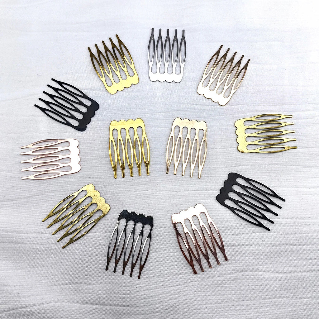 10-Pack 5-Tooth Metal Hair Comb Claws – DIY Jewelry Findings Hair Comb Findings SWANS