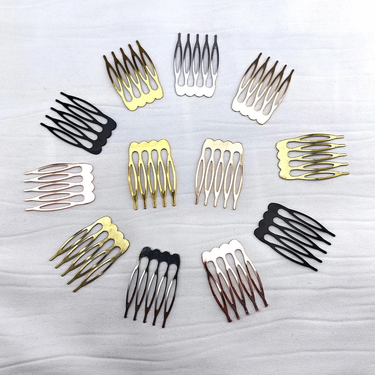 10-Pack 5-Tooth Metal Hair Comb Claws – DIY Jewelry Findings Hair Comb Findings SWANS