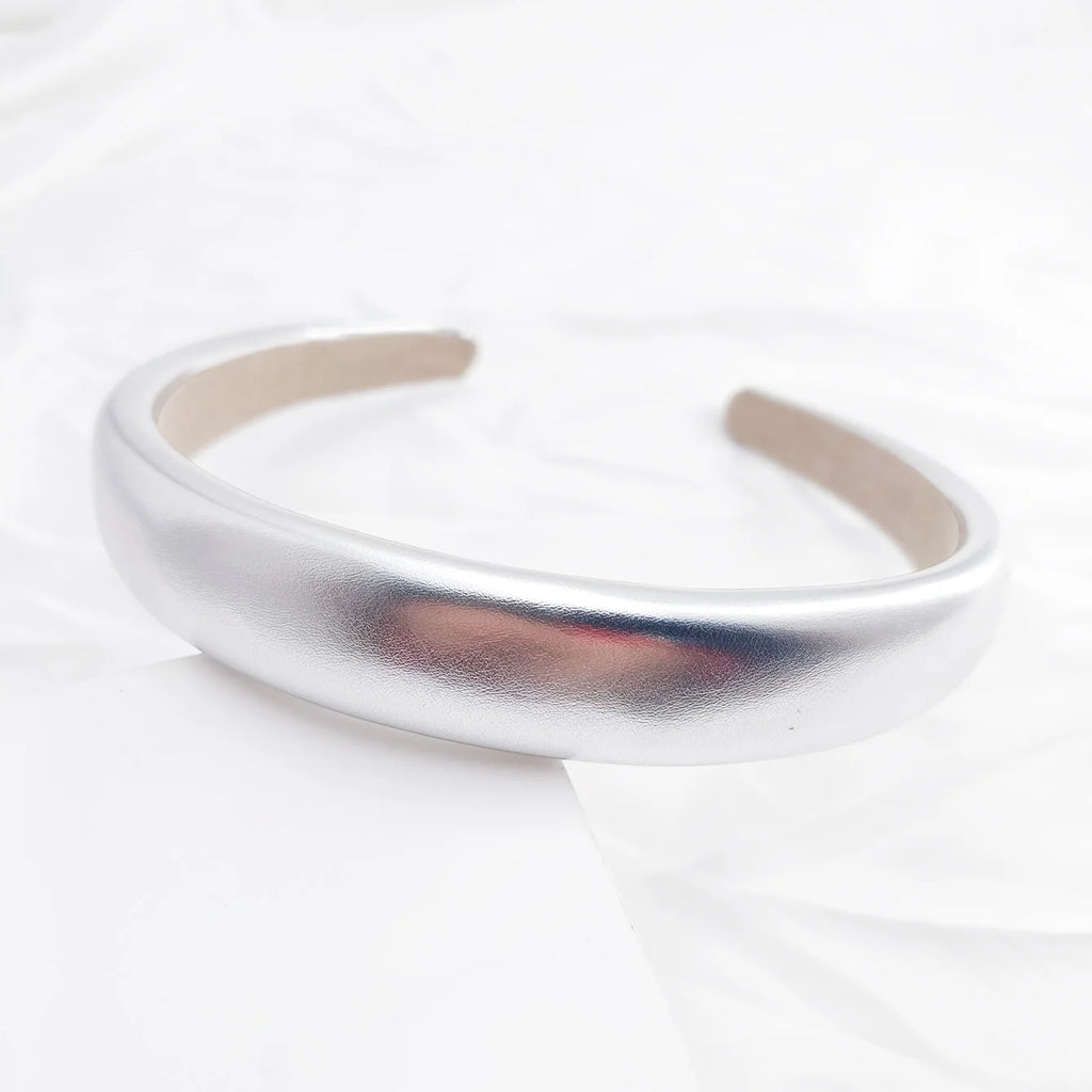 Vintage Leather Sponge Headband – Women's Fashion Hair Hoop Fashion Headband SWANS 1 pc silvery