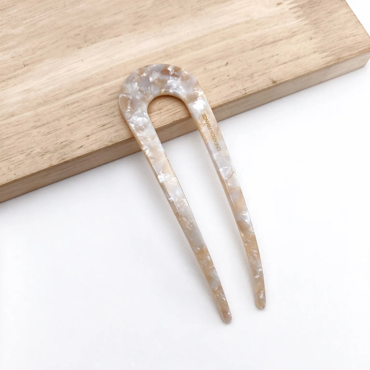 SWANS French U-Shaped Hair Fork – Retro Bun Pin for Thick Hair Hair Fork Pin SWANS 1 pc Snow pear White
