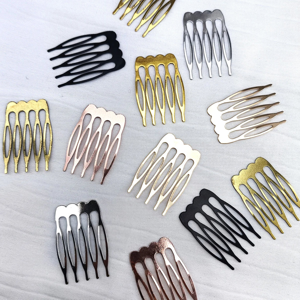 10-Pack 5-Tooth Metal Hair Comb Claws – DIY Jewelry Findings Hair Comb Findings SWANS
