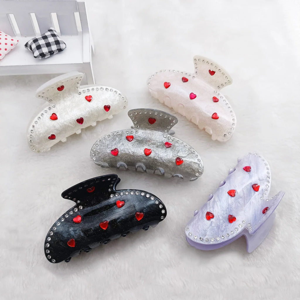 Rhinestone Heart Pearl Hair Claw Shark Clip for Women Hair Claw Clip SWANS