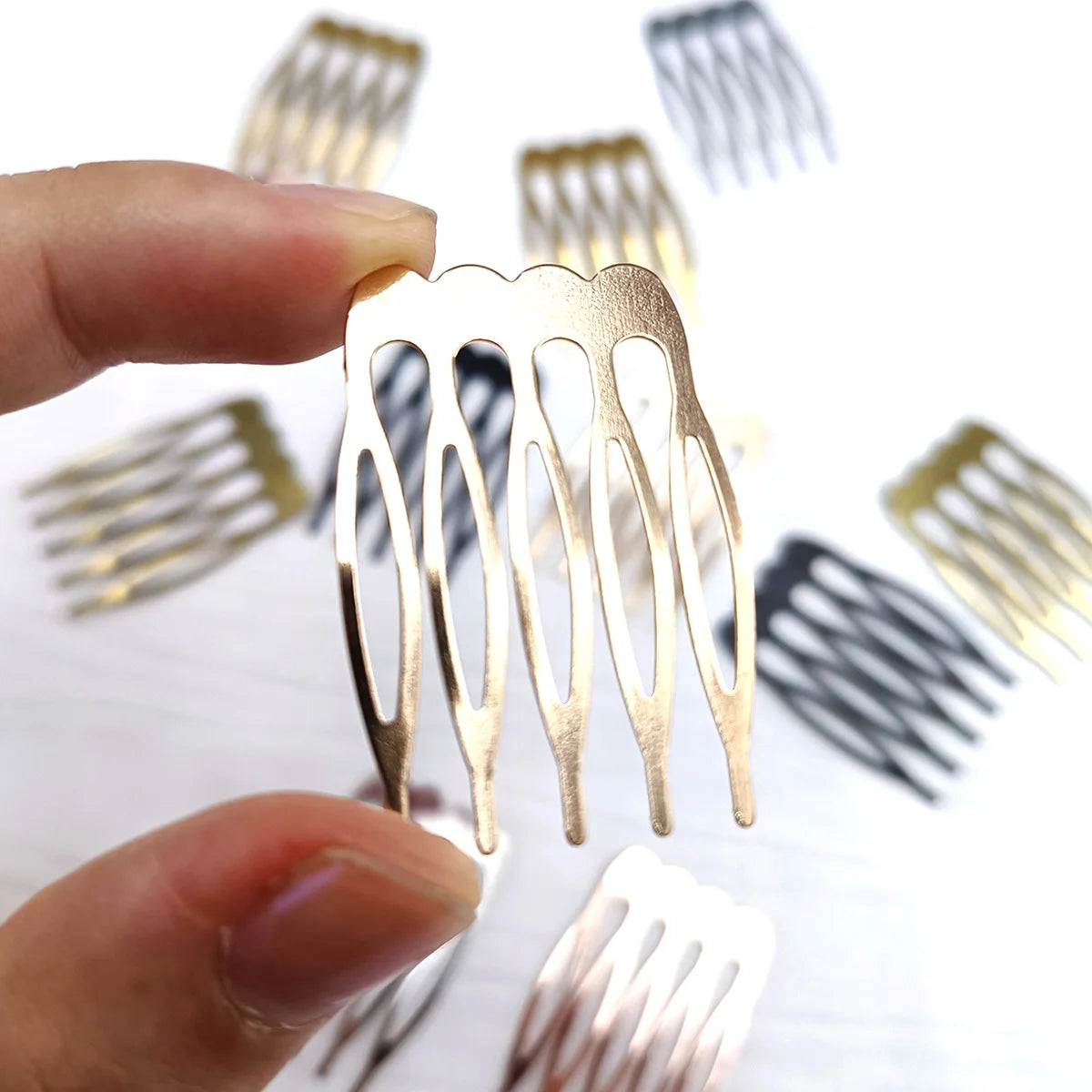 10-Pack 5-Tooth Metal Hair Comb Claws – DIY Jewelry Findings Hair Comb Findings SWANS