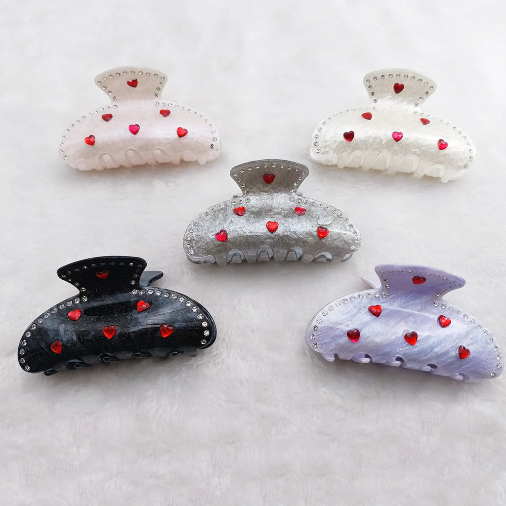 Rhinestone Heart Pearl Hair Claw Shark Clip for Women Hair Claw Clip SWANS