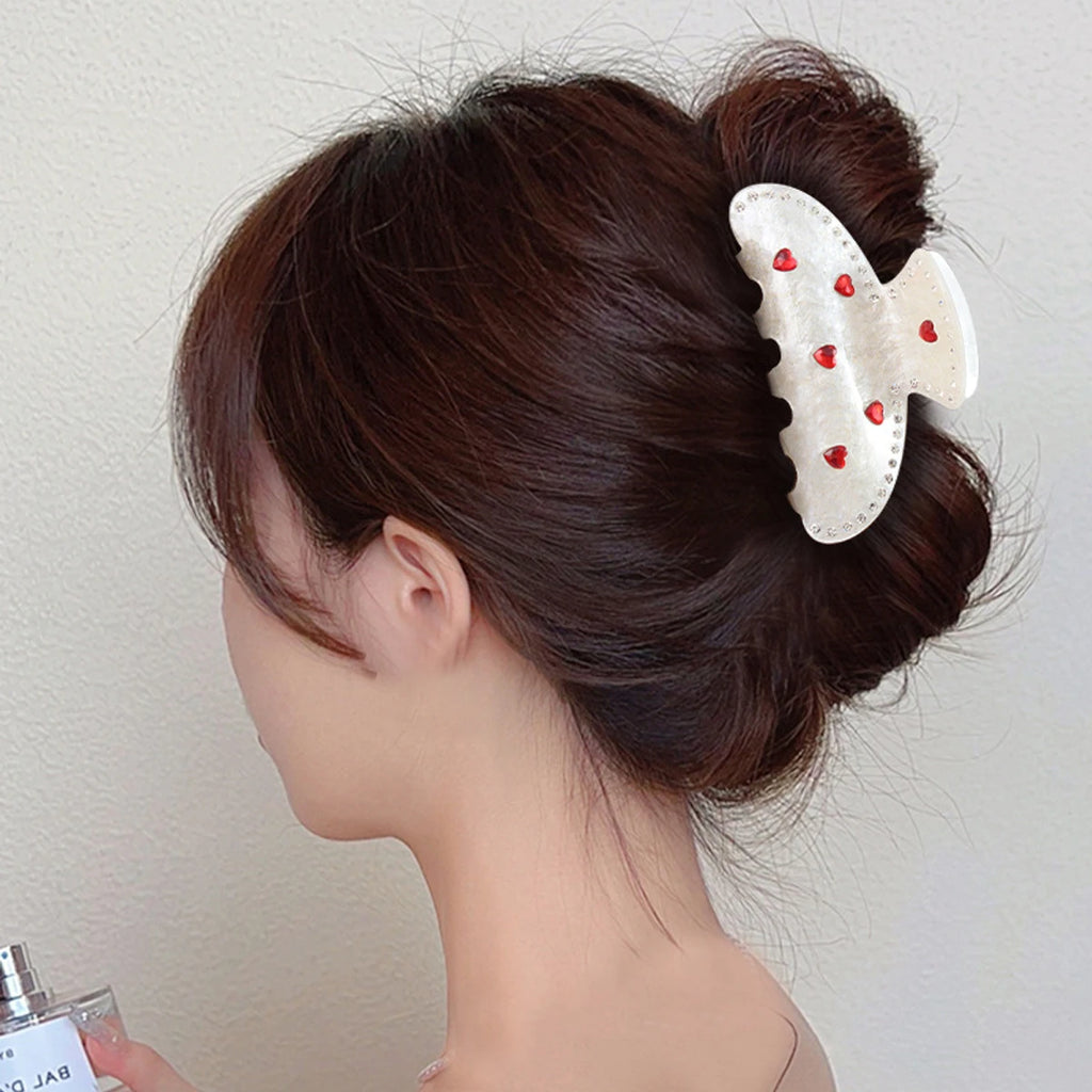 Rhinestone Heart Pearl Hair Claw Shark Clip for Women Hair Claw Clip SWANS