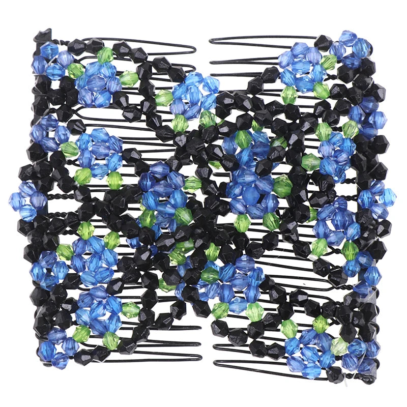 Vintage Flower Beaded Elastic Hair Comb – DIY Styling Tool Beaded Hair Comb SWANS 1PCS 1