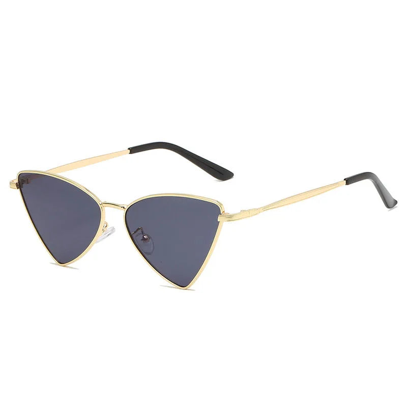 TOYEARN Cat Eye Sunglasses UV400 Metal Frame Punk Vintage Cat Eye Sunglasses SWANS Gold Black