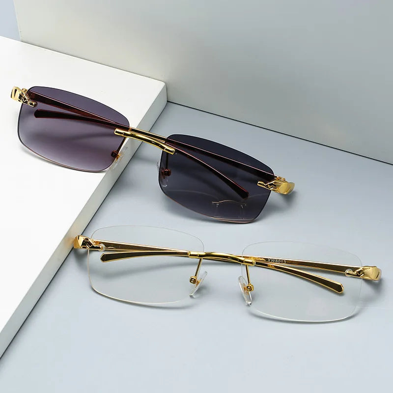 TOYEARN Vintage Rimless Square Sunglasses UV400 Women Men Rimless Sunglasses SWANS