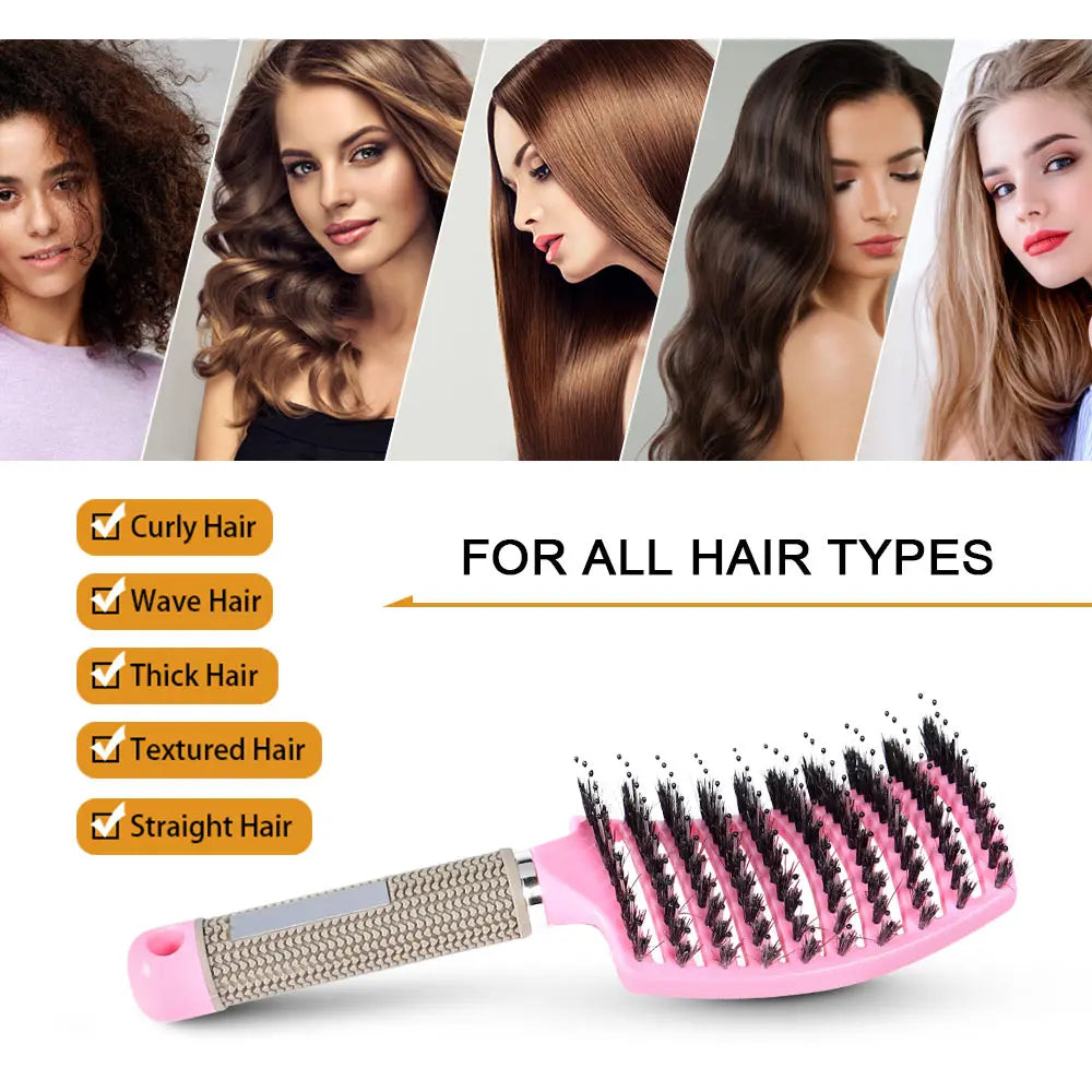 YIBER Bristle Nylon Detangling Hair Brush & Scalp Massage Comb Detangling Hair Brush SWANS
