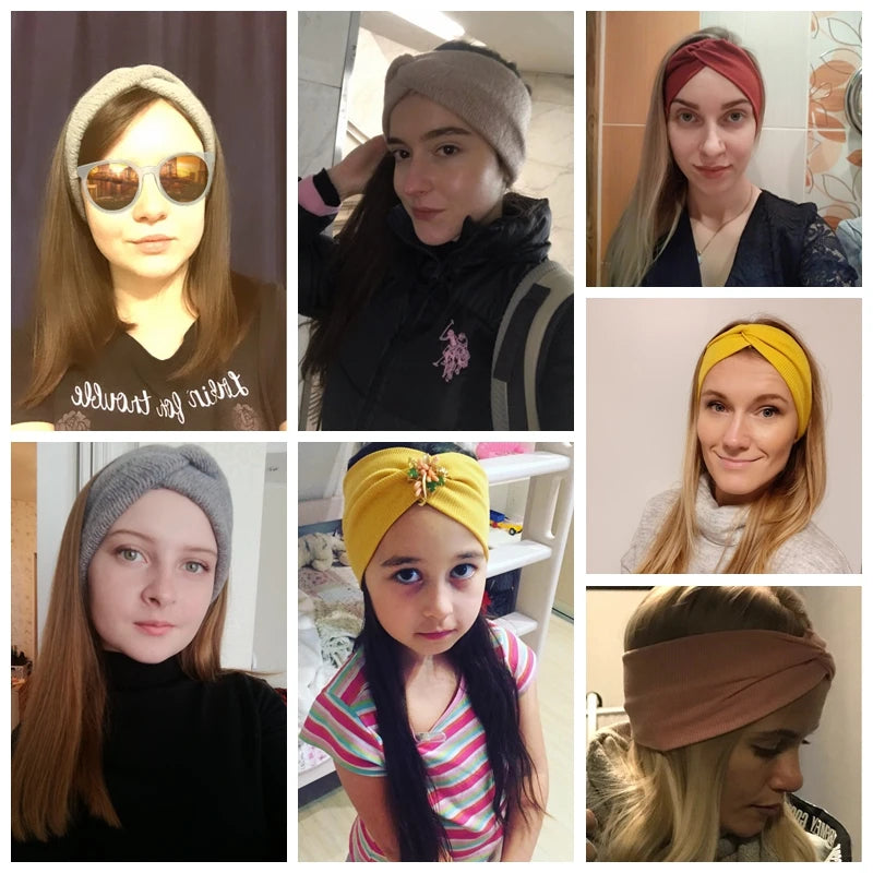 Women's Twist Knitted Wide Headband – Soft Elastic Turban Knitted Headband SWANS