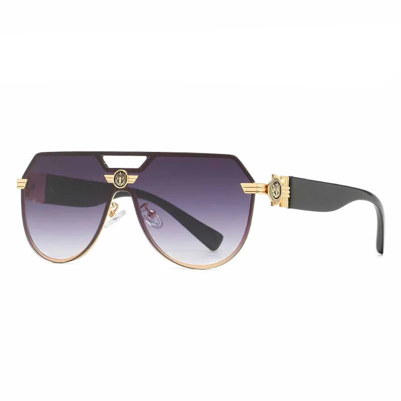 TOYEARN Rimless Pilot Sunglasses UV400 Gradient Lens Unisex Pilot Sunglasses SWANS Gray as the photo