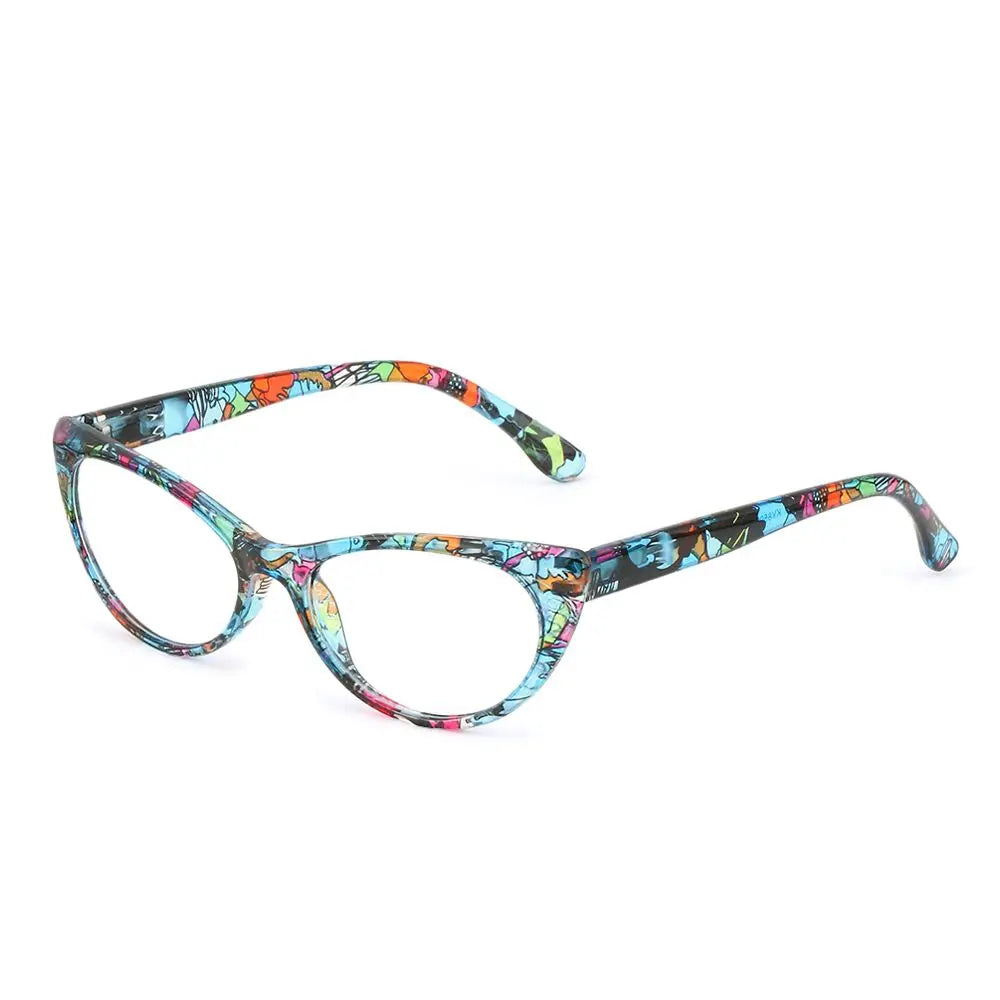 Women's Vintage Floral Reading Glasses – Ultra-Light Anti-Glare Reading Glasses SWANS blue +400