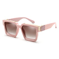 TOYEARN Oversized Square Sunglasses UV400 Women Men Big Frame Fashion Sunglasses SWANS Pink Brown as the photo