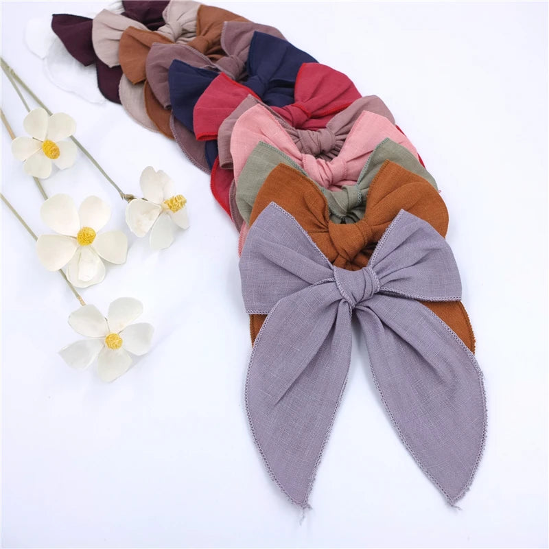 Handmade Linen Bow Hair Clips – Baby Girls & Women Bow Hair Clip SWANS