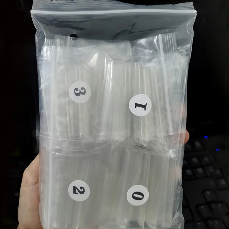 500-Pack XL Long Square Flat Nail Tips – Clear Half Cover False Nail Tips SWANS
