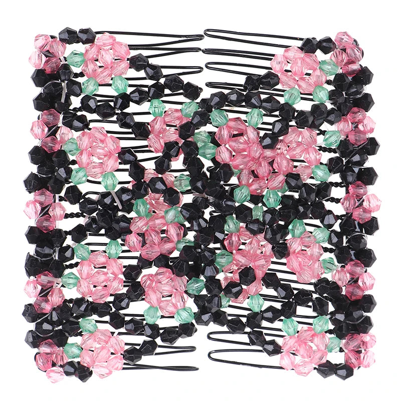 Vintage Flower Beaded Elastic Hair Comb – DIY Styling Tool Beaded Hair Comb SWANS 1PCS 5
