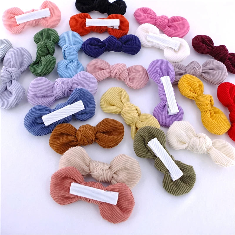 2-Pack Girls Corduroy Hair Bow Alligator Clips – 3" Barrettes Kids Hair Barrettes SWANS
