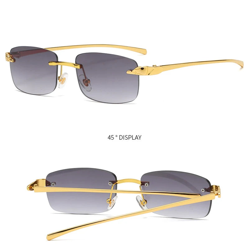 TOYEARN Vintage Rimless Square Sunglasses UV400 Women Men Rimless Sunglasses SWANS