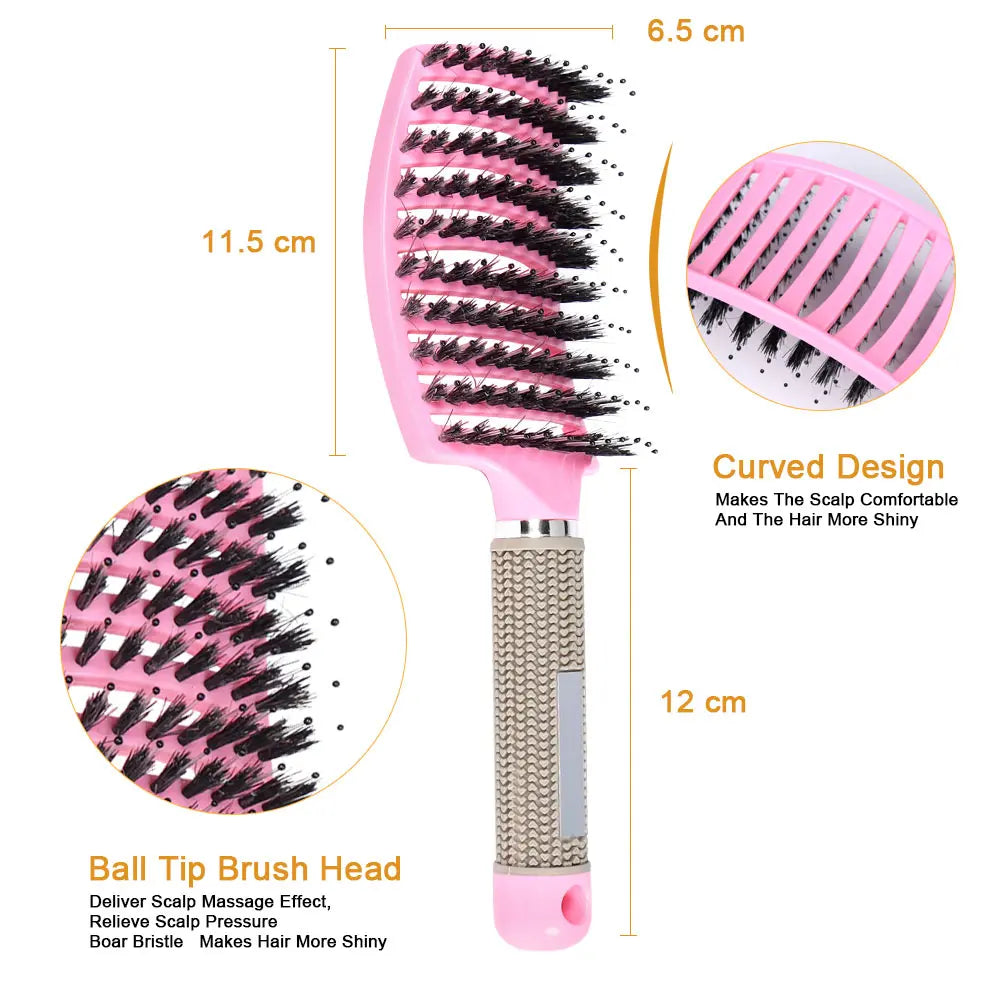 YIBER Bristle Nylon Detangling Hair Brush & Scalp Massage Comb Detangling Hair Brush SWANS