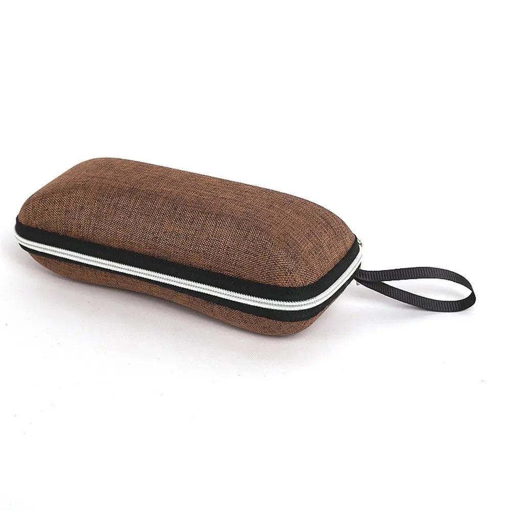 Vintage Zipper Portable Eyeglasses Case – Hard EVA Glasses Box Eyeglasses Case SWANS coffee