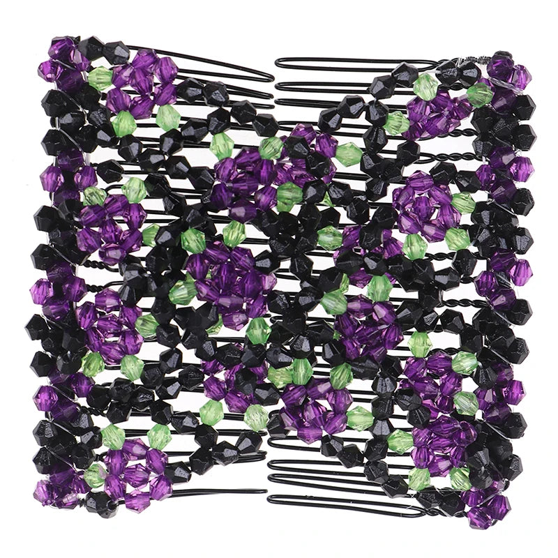 Vintage Flower Beaded Elastic Hair Comb – DIY Styling Tool Beaded Hair Comb SWANS 1PCS 3
