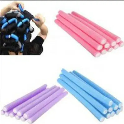 12pc Soft Foam Bendy Hair Rollers – No-Heat DIY Curl Maker Foam Hair Rollers SWANS 5Pcs random