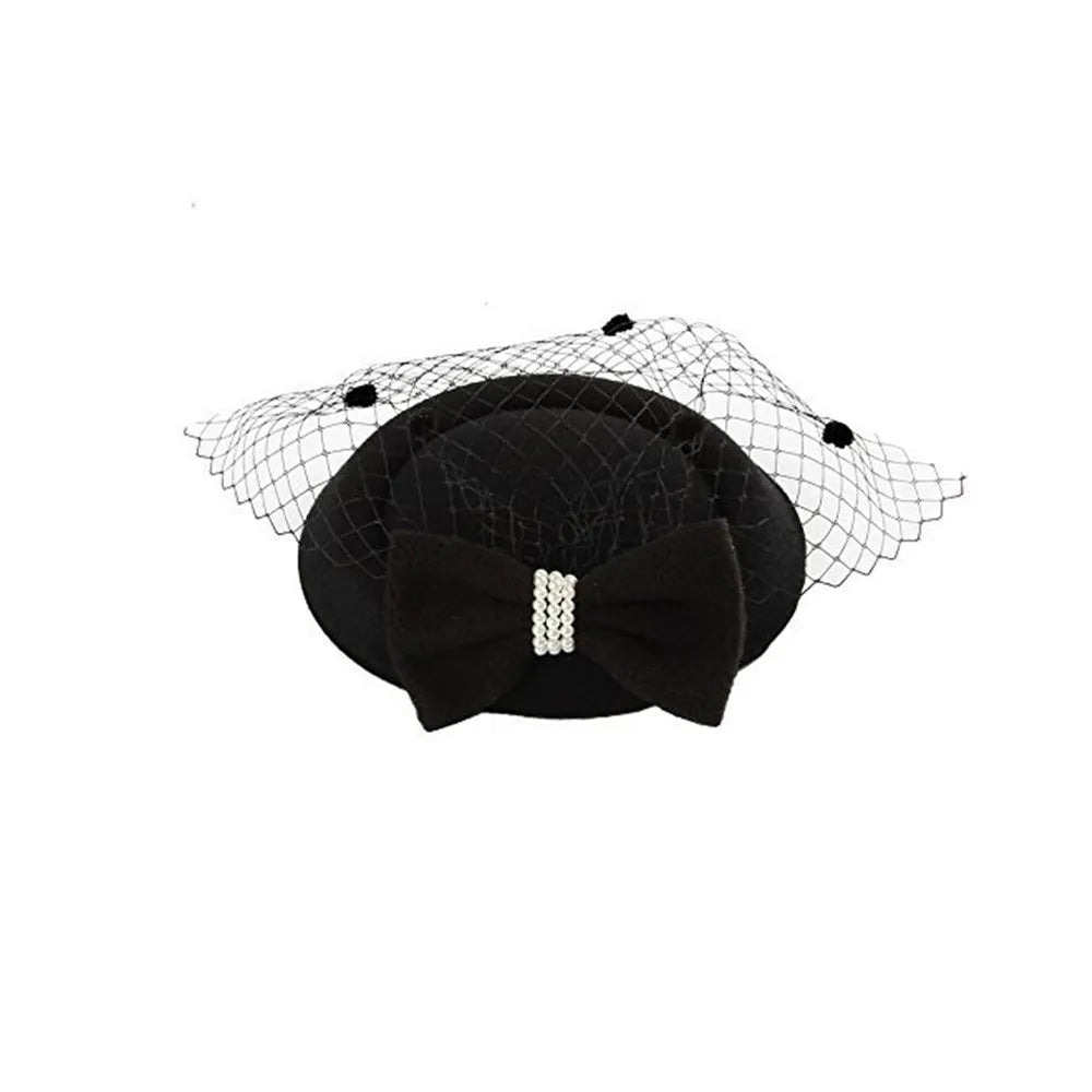 Vintage Bridal Fascinator Hat – Feather Mesh Hair Clip Fascinator Hair Clip SWANS Black 14x16cm United States