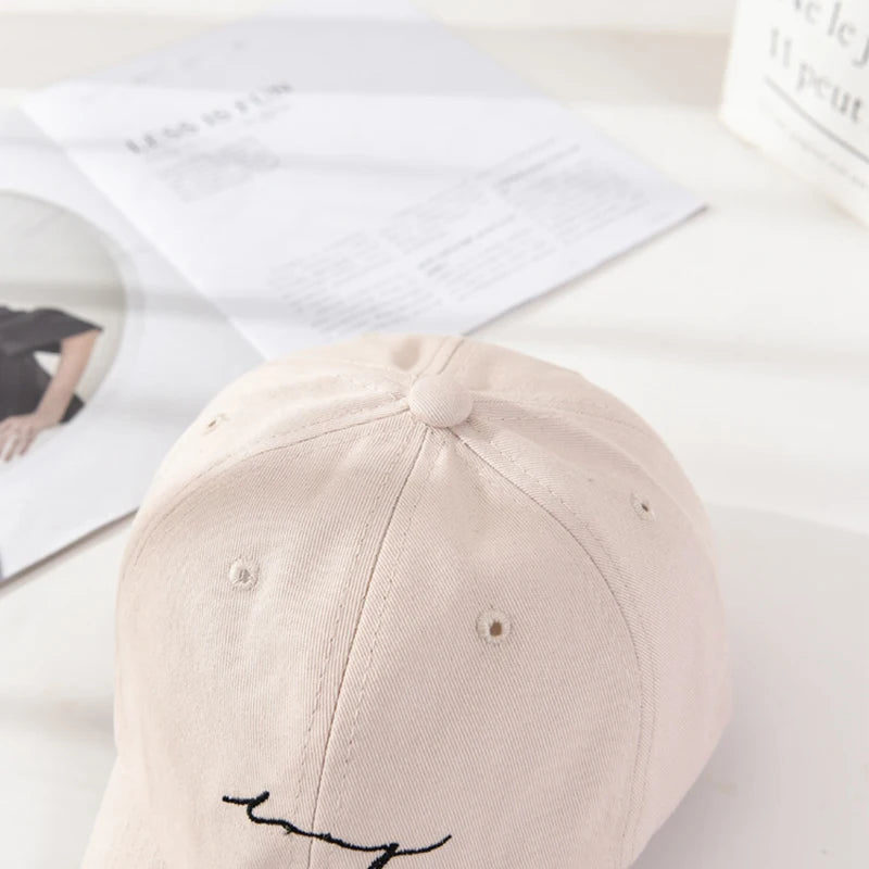 Unisex Cotton Baseball Cap – Letter Embroidery Adjustable Sun Hat Baseball Cap SWANS