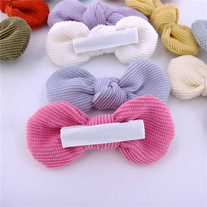 2-Pack Girls Corduroy Hair Bow Alligator Clips – 3" Barrettes Kids Hair Barrettes SWANS