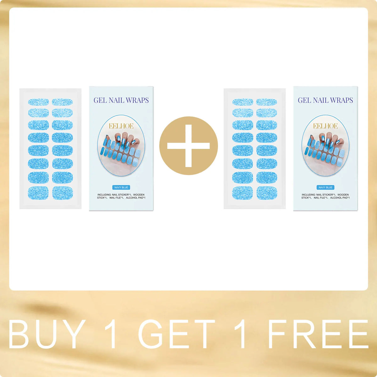 EELHOE Semi-Cured Gel Nail Stickers – Jelly Shine Gradient Gel Nail Stickers SWANS 2 Flash Deep Blue