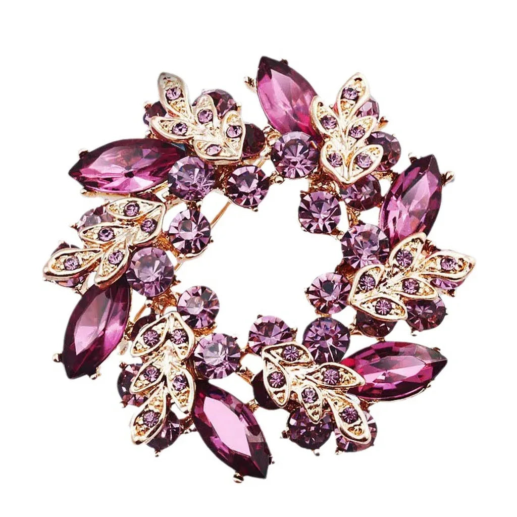 Elegant Rhinestone Floral Brooch – Alloy Crystal Lapel & Scarf Pin Fashion Brooch Pin SWANS