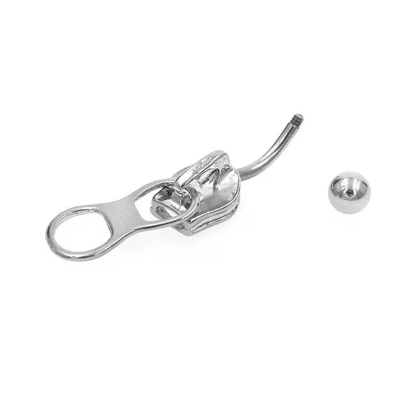 Punk Zipper Belly Button Ring – Stainless Steel Navel Piercing Belly Button Ring SWANS