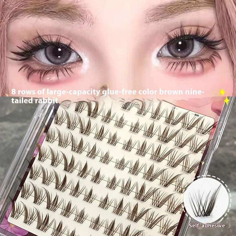 Glue-Free Brown False Eyelashes – Fluffy Fox Eye Reusable Lashes False Eyelashes SWANS