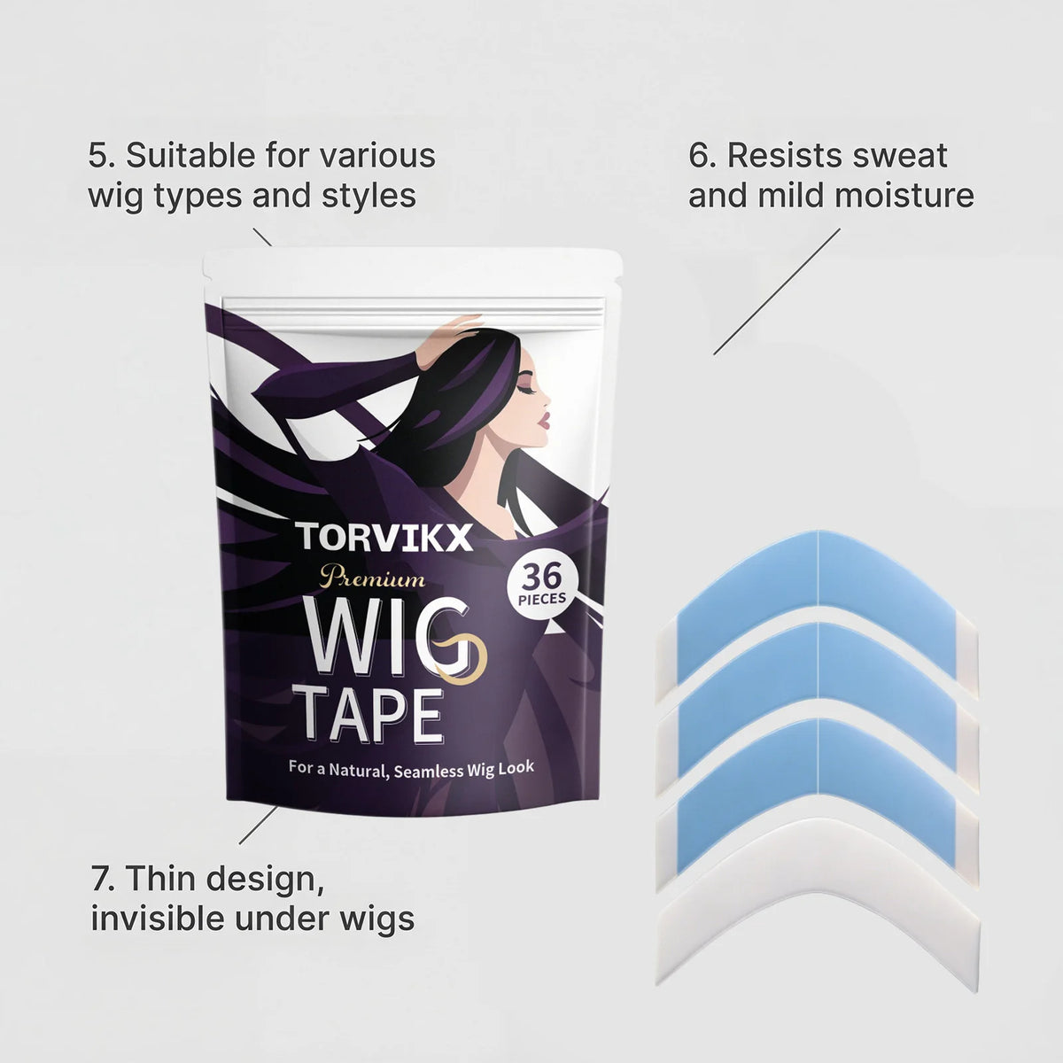 Invisible Strong Hold Wig Adhesive Tape – 36 Pcs Pack Wig Adhesive Tape SWANS