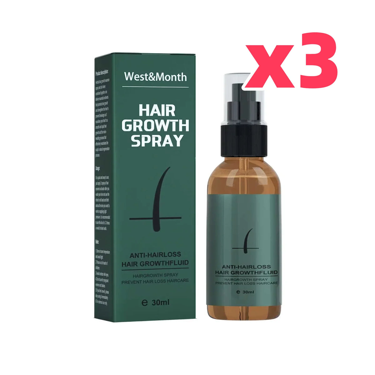 West Month Beard Growth Kit – Roller & Essence Oil Spray 30ml Beard Growth Kit SWANS 90ml