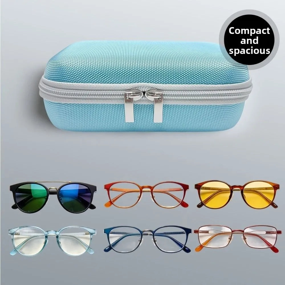 EVA Dual Compartment Glasses Case – Mesh Pocket & Divider Eyeglasses Organizer Case SWANS
