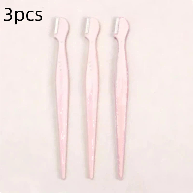 Stainless Steel Eyebrow Trimmer Set – Round Head 2/3/5 Pcs Eyebrow Trimmer Set SWANS 3pcs Light pink