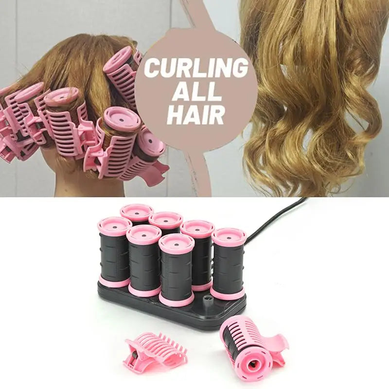 8-Piece Electric Heated Hair Roller Kit with Storage Bag Heated Hair Rollers SWANS