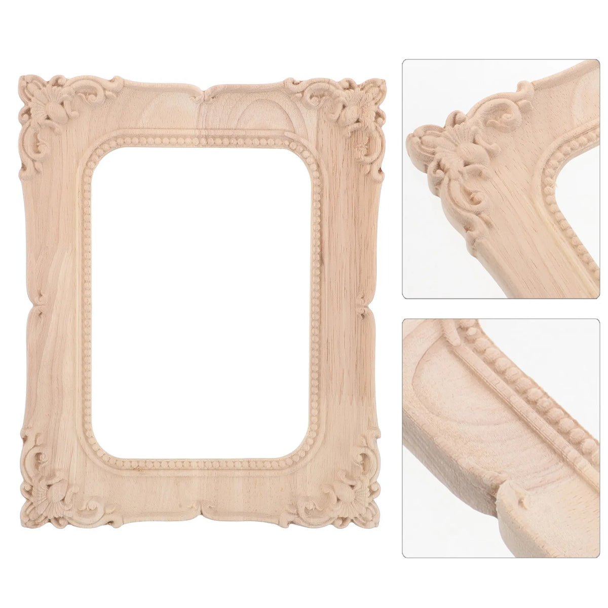 Wood Carved Picture Frame 24x20cm – Vintage DIY Wooden Decor Carved Wood Frame SWANS Default Title