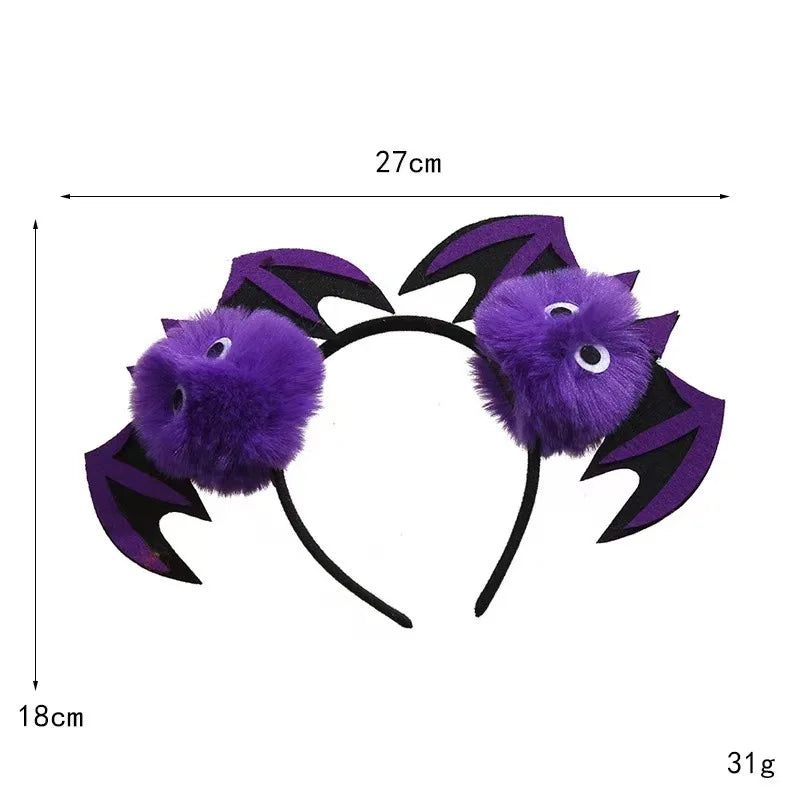 Halloween Bat Wing Monster Eyeball Pom Pom Headband Costume Headband SWANS