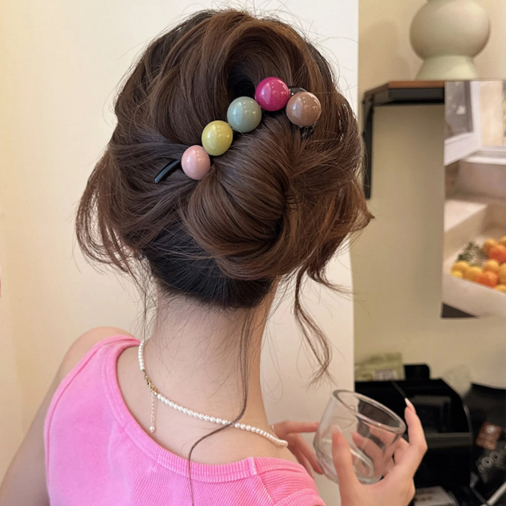 Colorful Bead Hair Claw Clip – Korean Heart & Round Style Hair Claw Clip SWANS