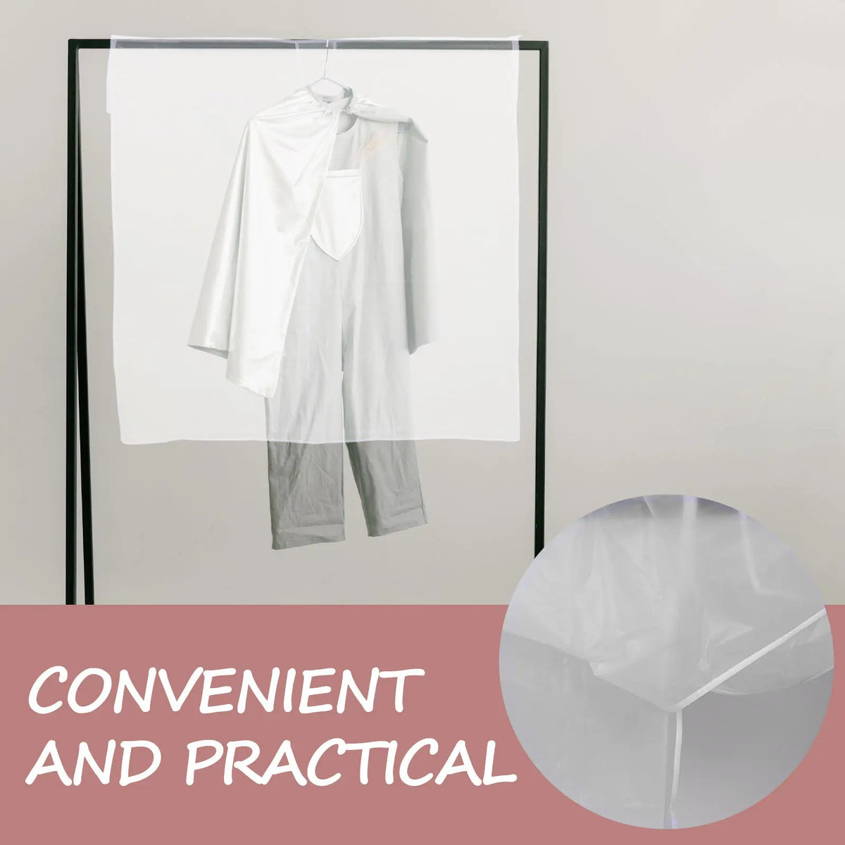 2-Pack Translucent Dustproof Clothing Covers for Open Closet Wardrobe Dust Cover SWANS