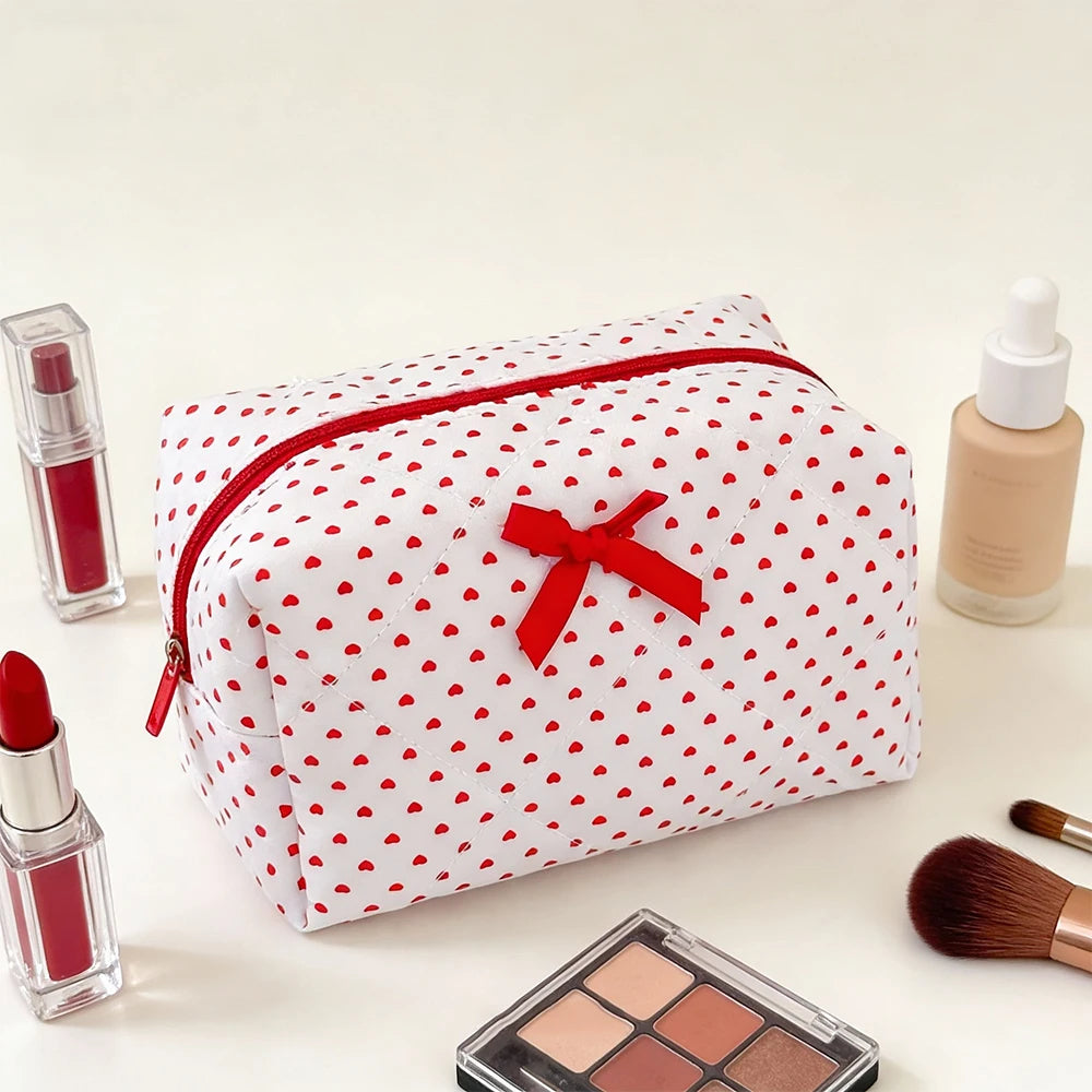 Red Heart Cosmetic Bag – Cute Zipper Makeup Pouch Organizer Makeup Bag SWANS