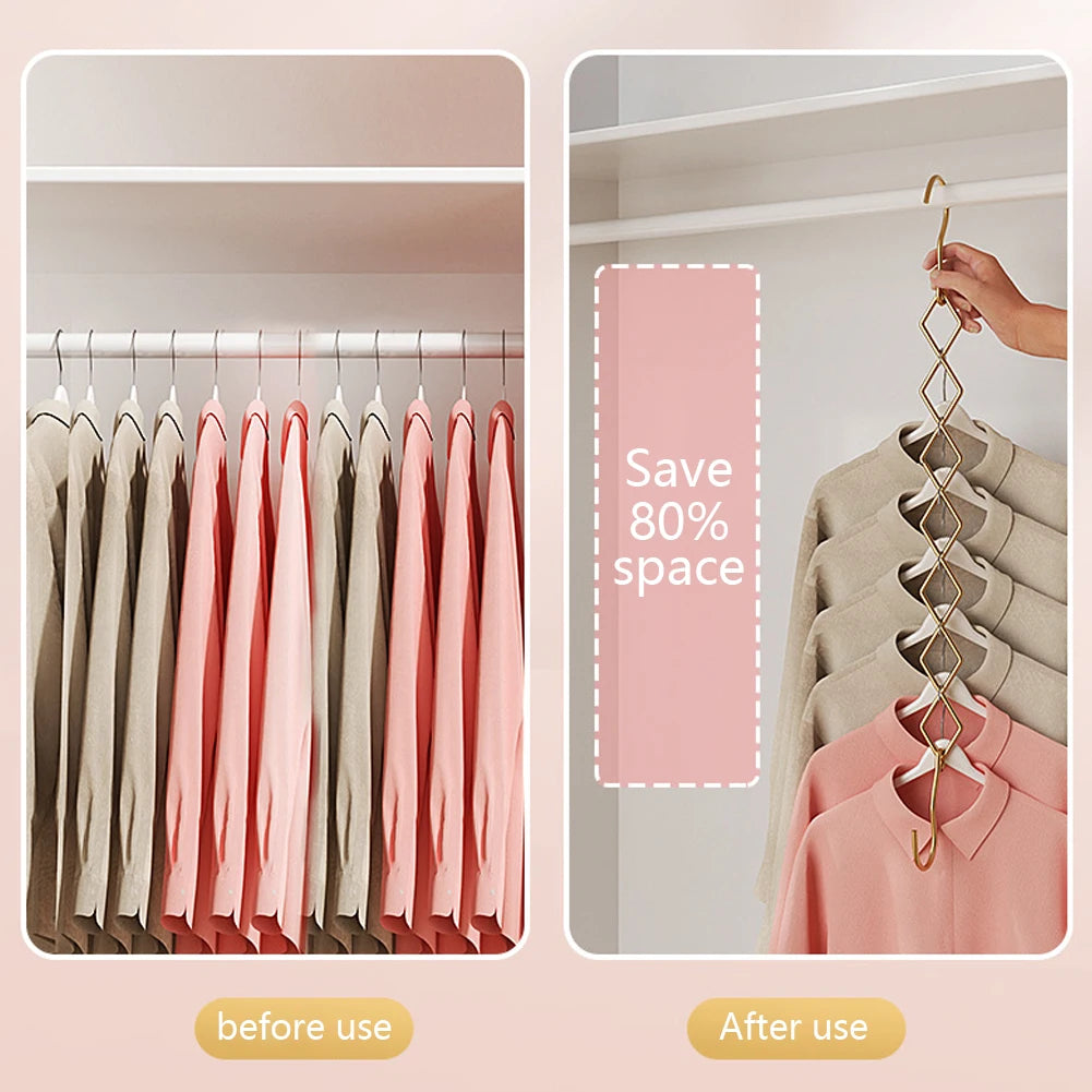 Stainless Steel 7-Hook Folding Space-Saving Clothes Hanger 2-Pack Folding Clothes Hanger SWANS