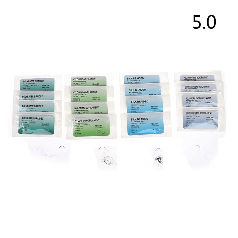 Suture Practice Kit 6/12Pcs Nylon Needle Thread 2/0–5/0 Training Suture Practice Kit SWANS
